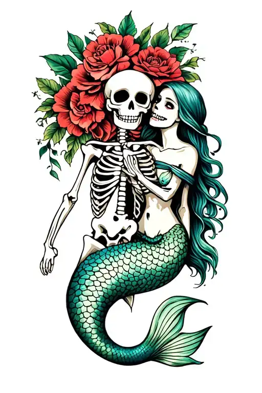 Skeleton And Mermaid