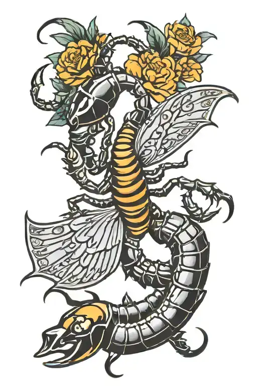 Scorpion With Orange Butterfly Flying