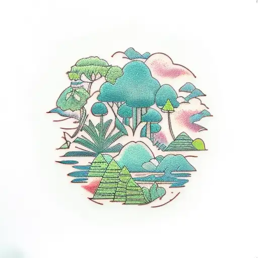 Jungle Trees With Water In The Middle