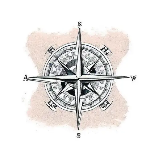 Watch And Rose And Compass And Map