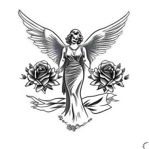 Guardian Angel With Roses Mom