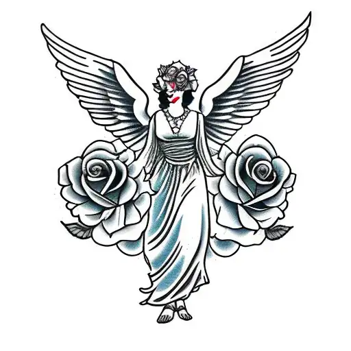 Guardian Angel With Roses Mom