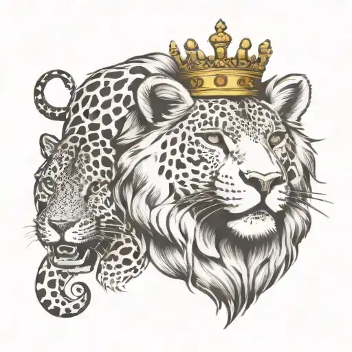 Lion With Jaguar With A Crown