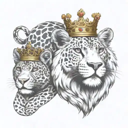 Lion With Jaguar With A Crown