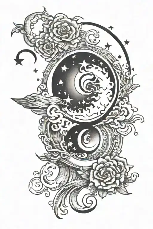 Moon And Sigma Symbol Female Mystical