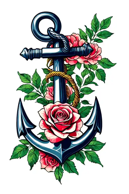 Anchor With A Rose Intertwined