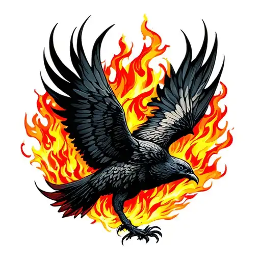 Black Phoenix Flying From Fire