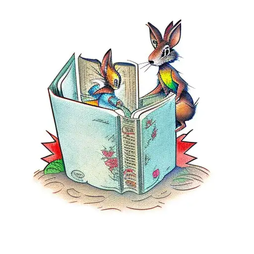 Brer Rabbit And Characters Escaping From A Propped Open Book