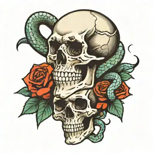 Skull And Snake And Roses