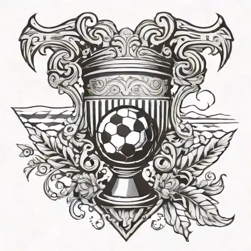 A Stylized Illustration Of A Football Field With The German Bowl Pokal As The Centerpiece