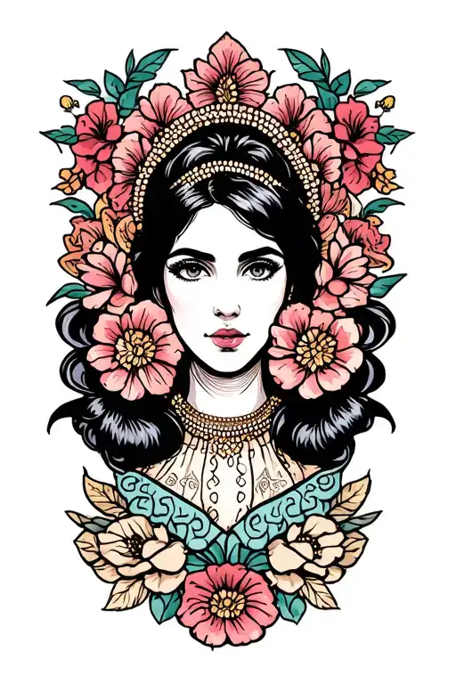 Profile Traditional Lady Head