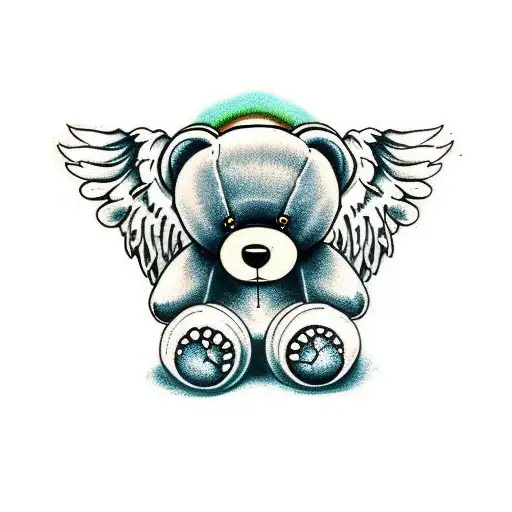 Teddy Bear With Halo And Angel Wings