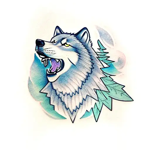 Wolf Howling In A Forest