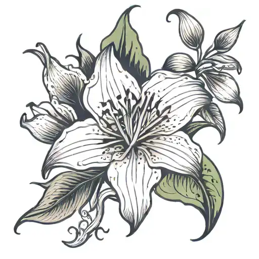 Long Lily Hip Tattoo Vertical