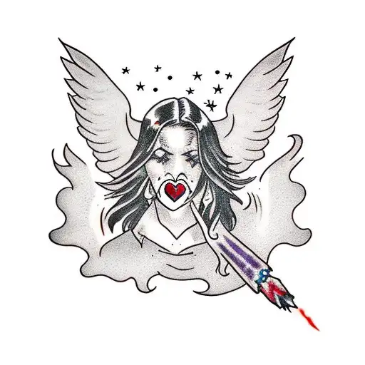 Witchy Woman With Raven Hair And Ruby Lips With Sparks Flying From Her Fingertips