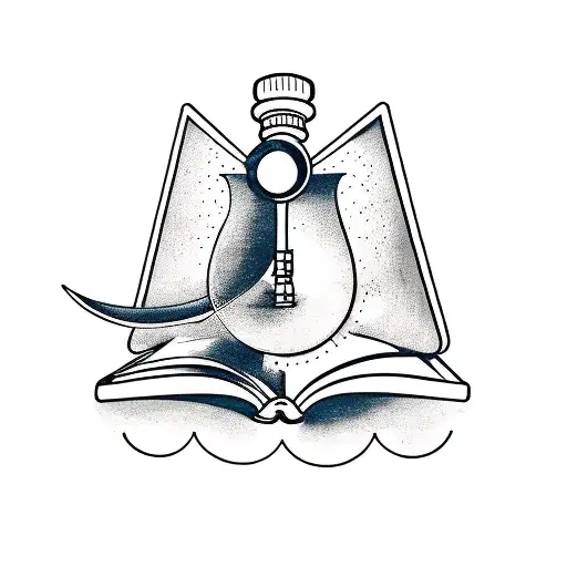 An Open Book With A Telescope Coming Out Of Its Pages