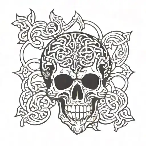 Incorporate Traditional Nordic Knotwork With A Skull Motif In A Unique Tattoo Design