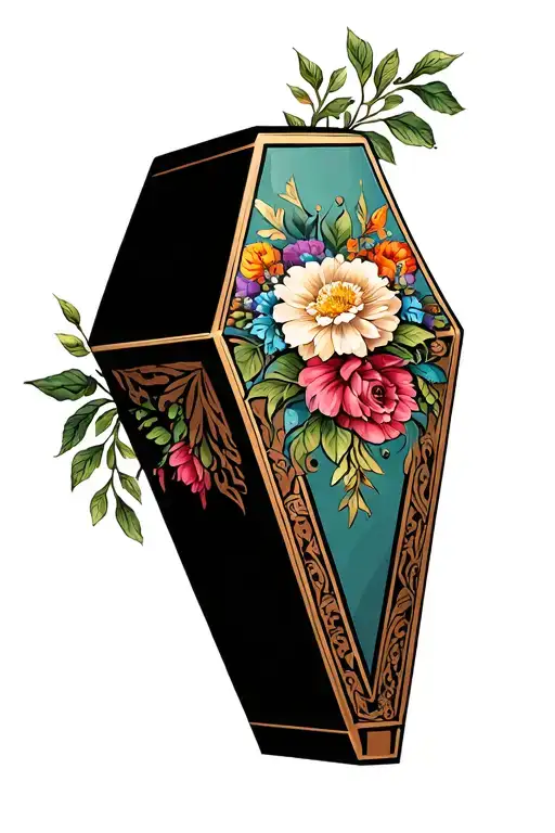 Coffin Adorned With Intricate Floral
