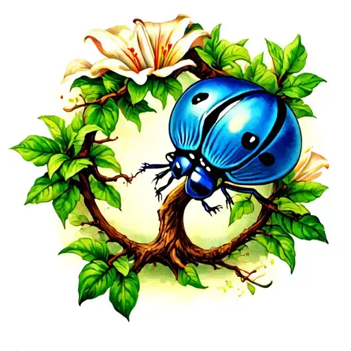 Tree Of Life With Lilly And Blue Bug From A Bugs Life
