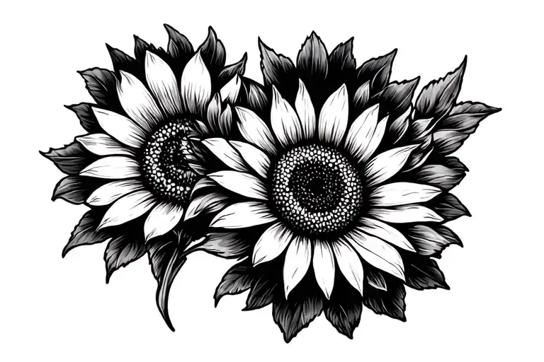 Black And White Sunflower