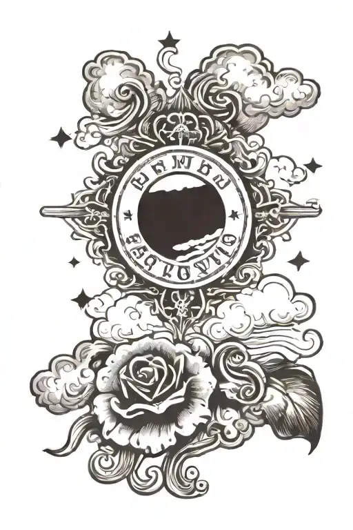 Name And Date With Clouds Surrounding