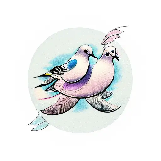 Abstract Of 2 Doves Snuggling And Standing On A Infinity Symbol