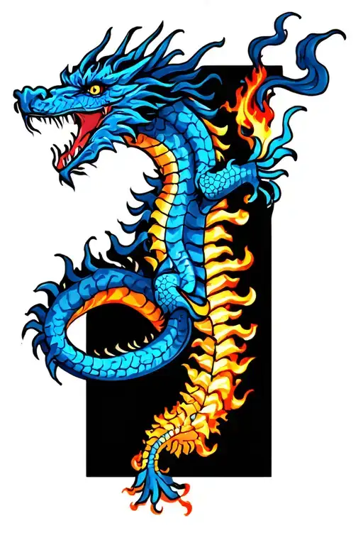 Spine Blue Dragon Breathing Fire