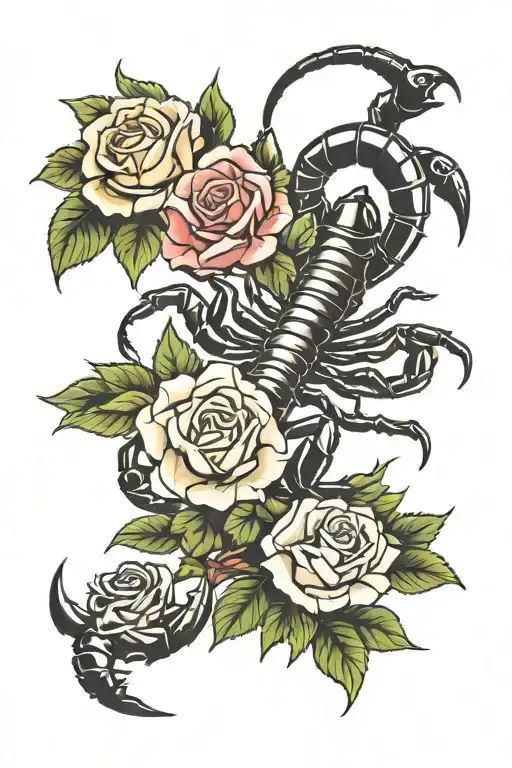 Scorpion And Roses Blooming