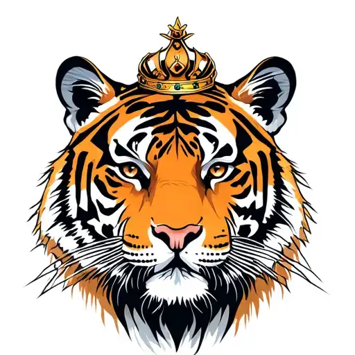 Tiger Head In Bamboo Forest Wearing A Crown