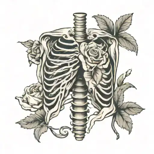 Rib Cage With Flower Lungs Inside Of It