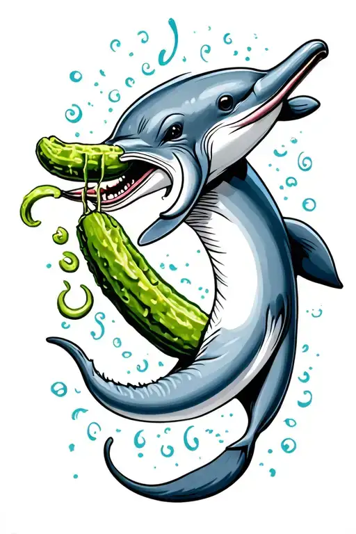 A Dolphin Eating A Pickle