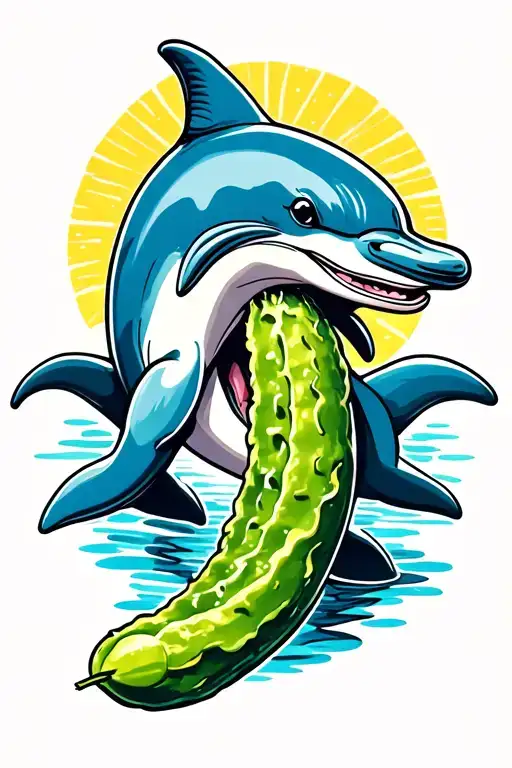 A Dolphin Eating A Pickle