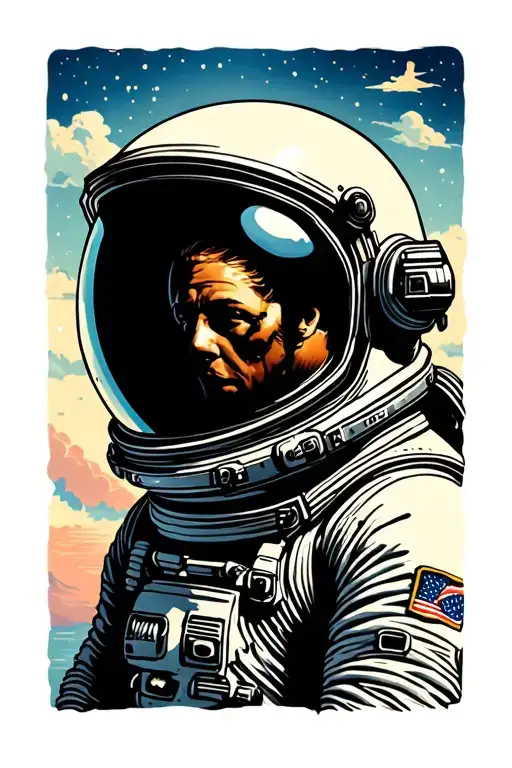 Astronaut With Sky In The Helmet