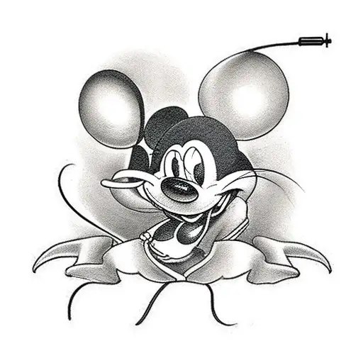 Tattoo A Mouse In Realism With Mickey Mouse Ears In Underground Stile