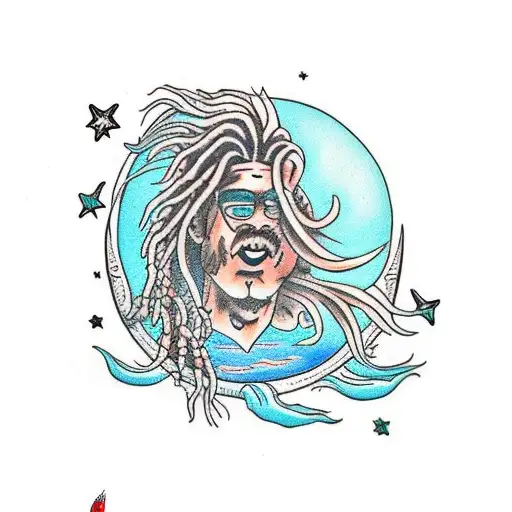 Dreadlock Merman Under Moon