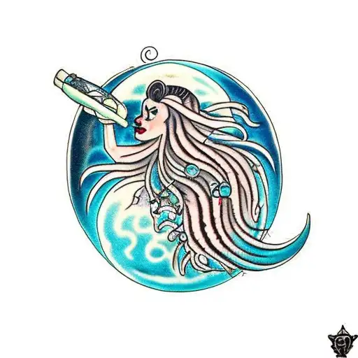 Dreadlock Merman Under Moon