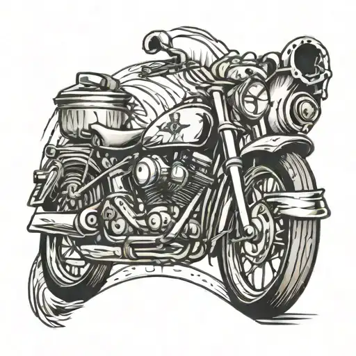 A Water Carrier Symbol Combined With Motorcycle Parts To Create A Unique And Symbolic Design