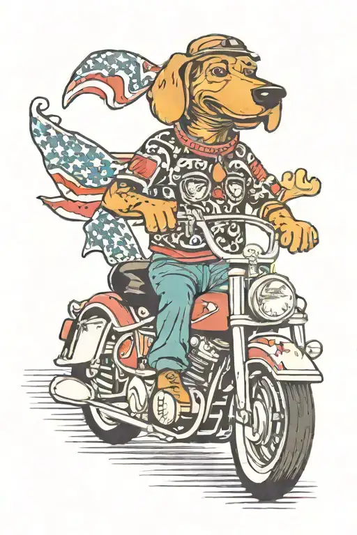 Hot Dog Riding A Motorcycle Riding