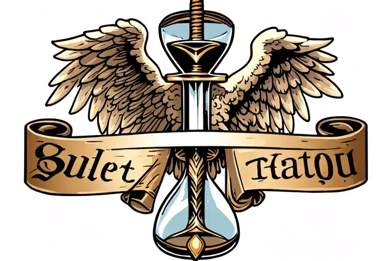 Hour Glass Sword And Angel