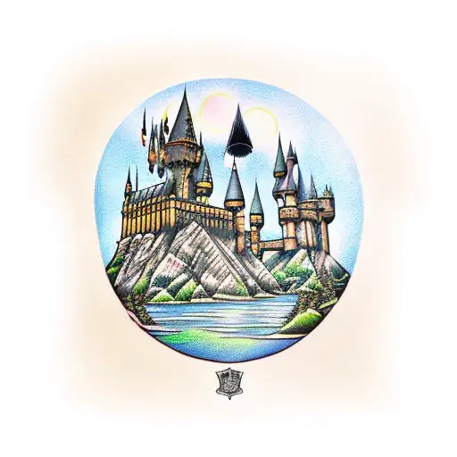 Hogwarts Castle Line Art