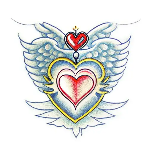 Simple Heart With Angel Wings And A Crown On Top
