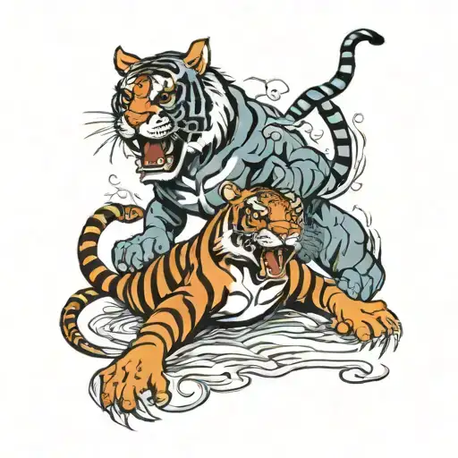 A Traditional Thai Tiger Engaged In A Jiu Jitsu Match