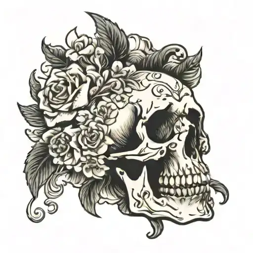 Skull With Flowers Coming Out Of Head