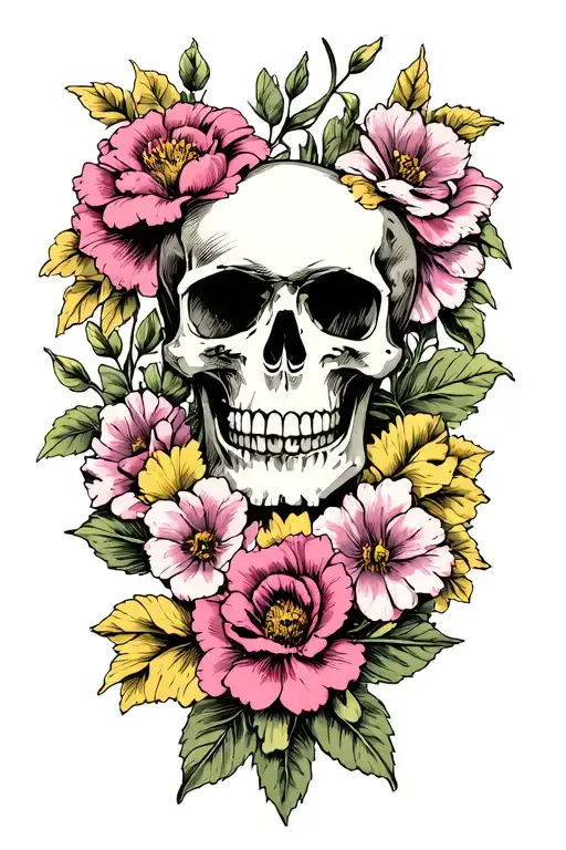 Flowers And Skull