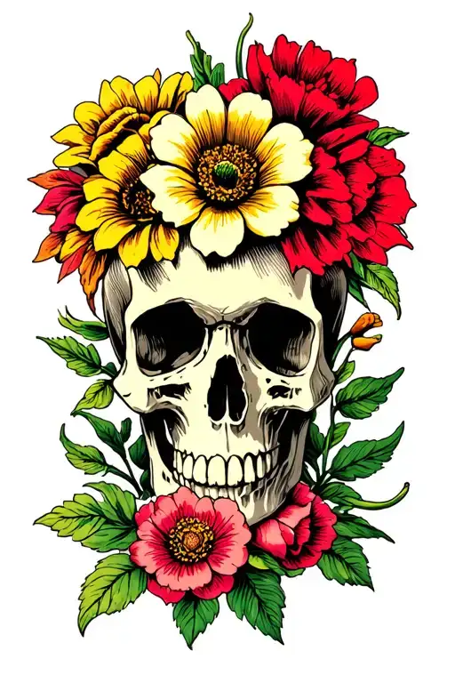 Flowers And Skull