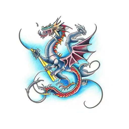 Fire Dragon With An Electric Guitar