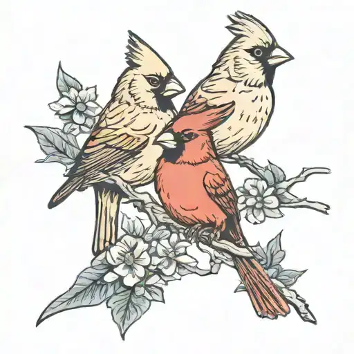 Two Cardinals Male And Female