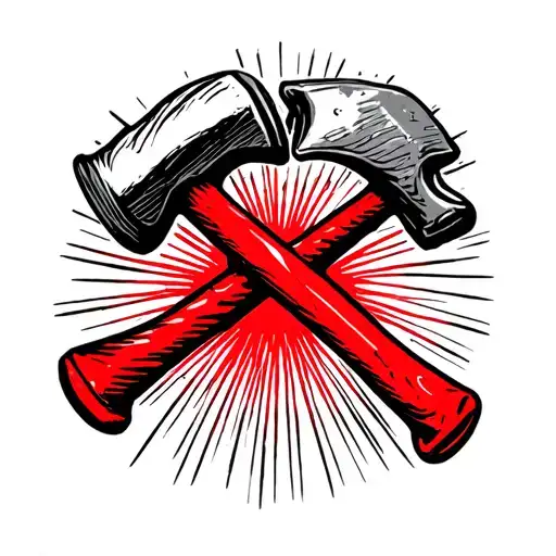 Red And Black Hammers From The Wall