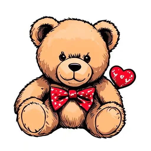 Teddy Bear With Heart Bow Tie