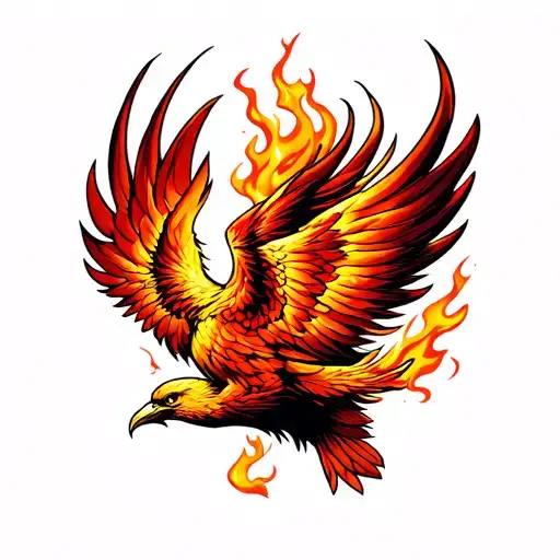 Phoenix Rising From Ashes Or Flames Left Arm